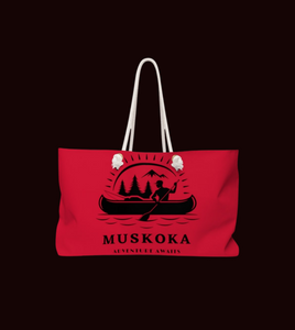 Muskoka Adventure Awaits Crimson Red Weekender Bag