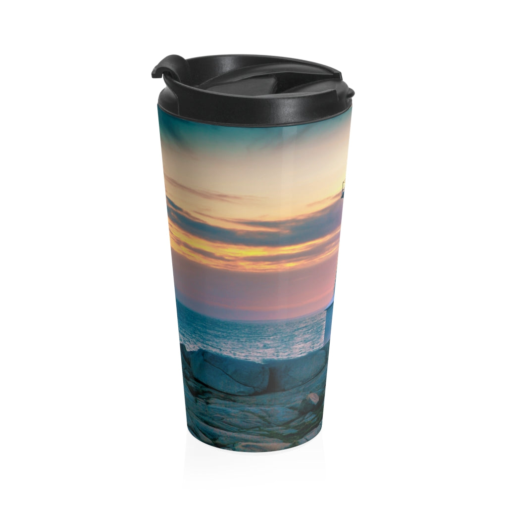 Lighthouse at Sunset Stainless Steel Travel Mug