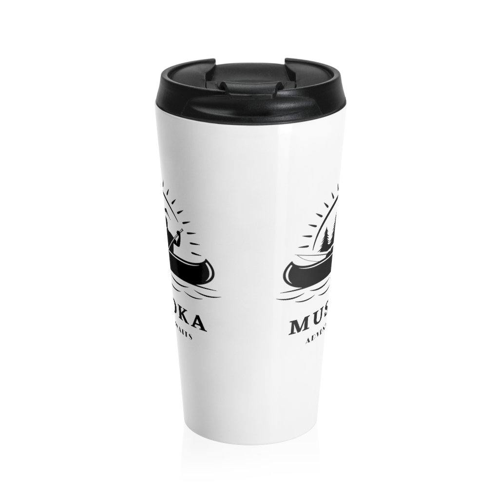 Muskoka Adventure Awaits White Stainless Steel Travel Mug - Munchkin Place Shop 