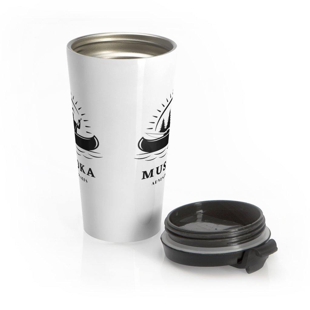 Muskoka Adventure Awaits White Stainless Steel Travel Mug - Munchkin Place Shop 