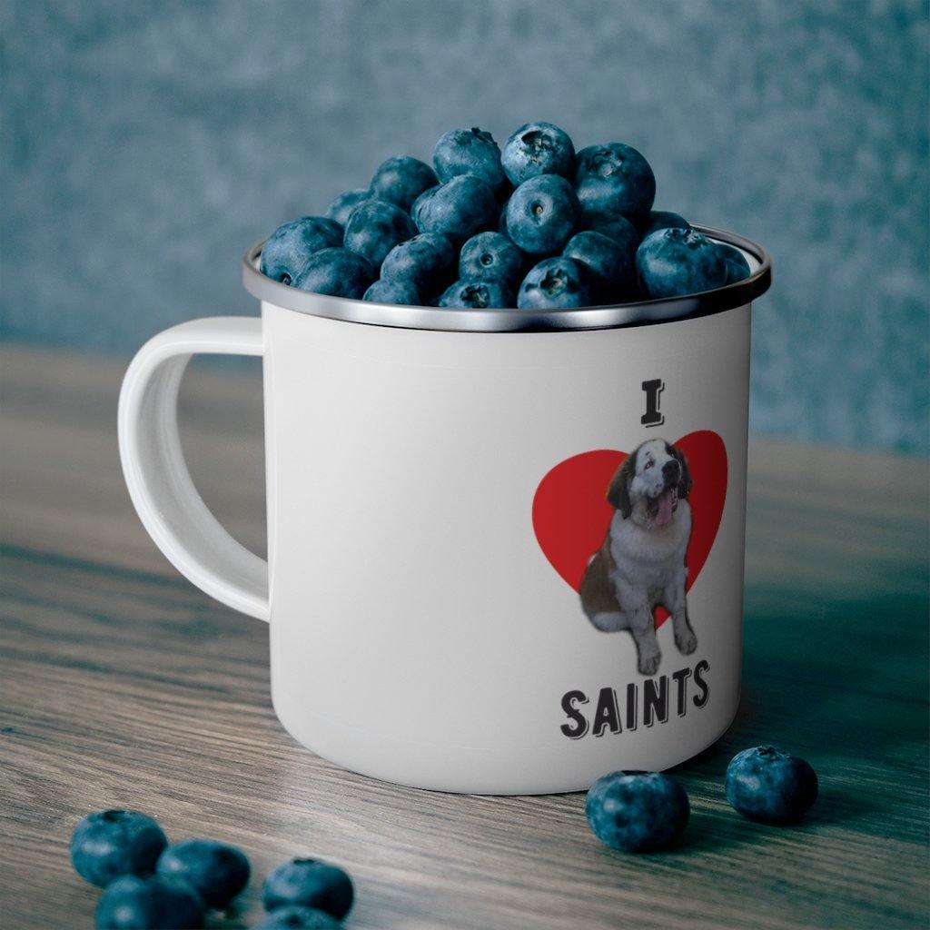 I Love Saints Enamel Camping Mug - Munchkin Place Shop 