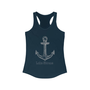 Lake Simcoe Anchor Women's Ideal Racerback Navy Tank