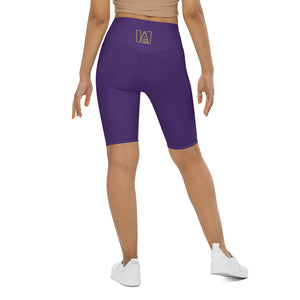 ICONIC Purple Biker Shorts in Gold