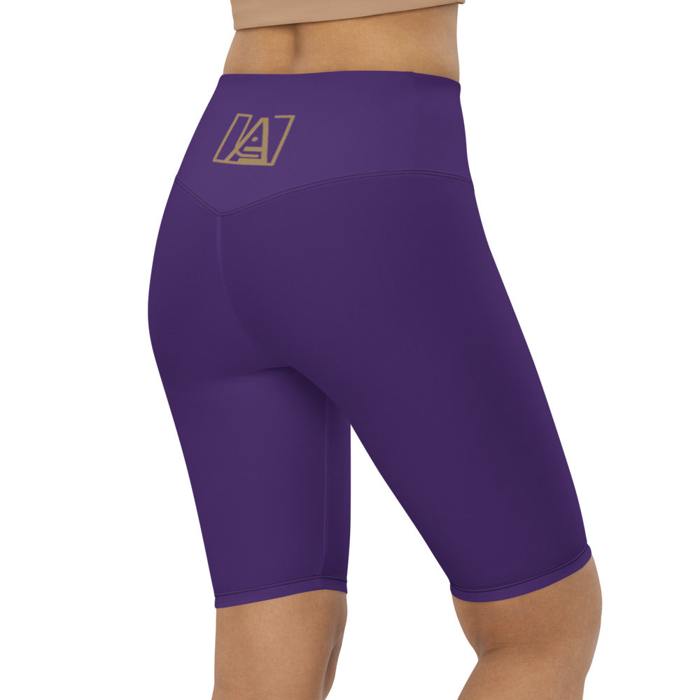 ICONIC Purple Biker Shorts in Gold