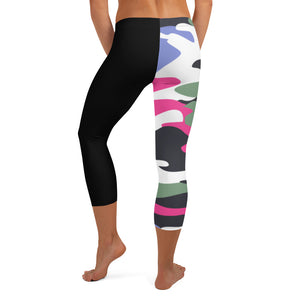 ICONIC Pink and Green Camo Capri Leggings