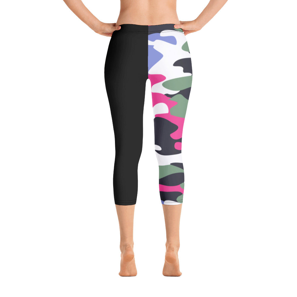 ICONIC Pink and Green Camo Capri Leggings