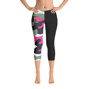 ICONIC Pink and Green Camo Capri Leggings