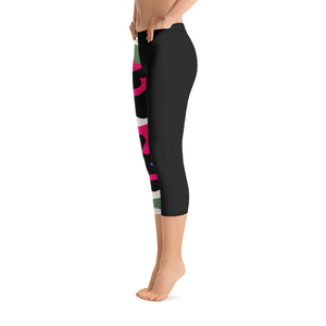 ICONIC Pink and Green Camo Capri Leggings