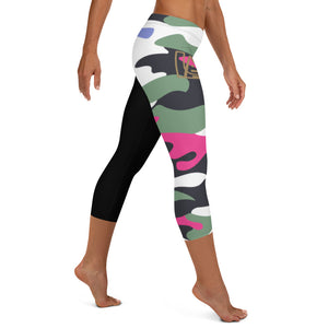 ICONIC Pink and Green Camo Capri Leggings