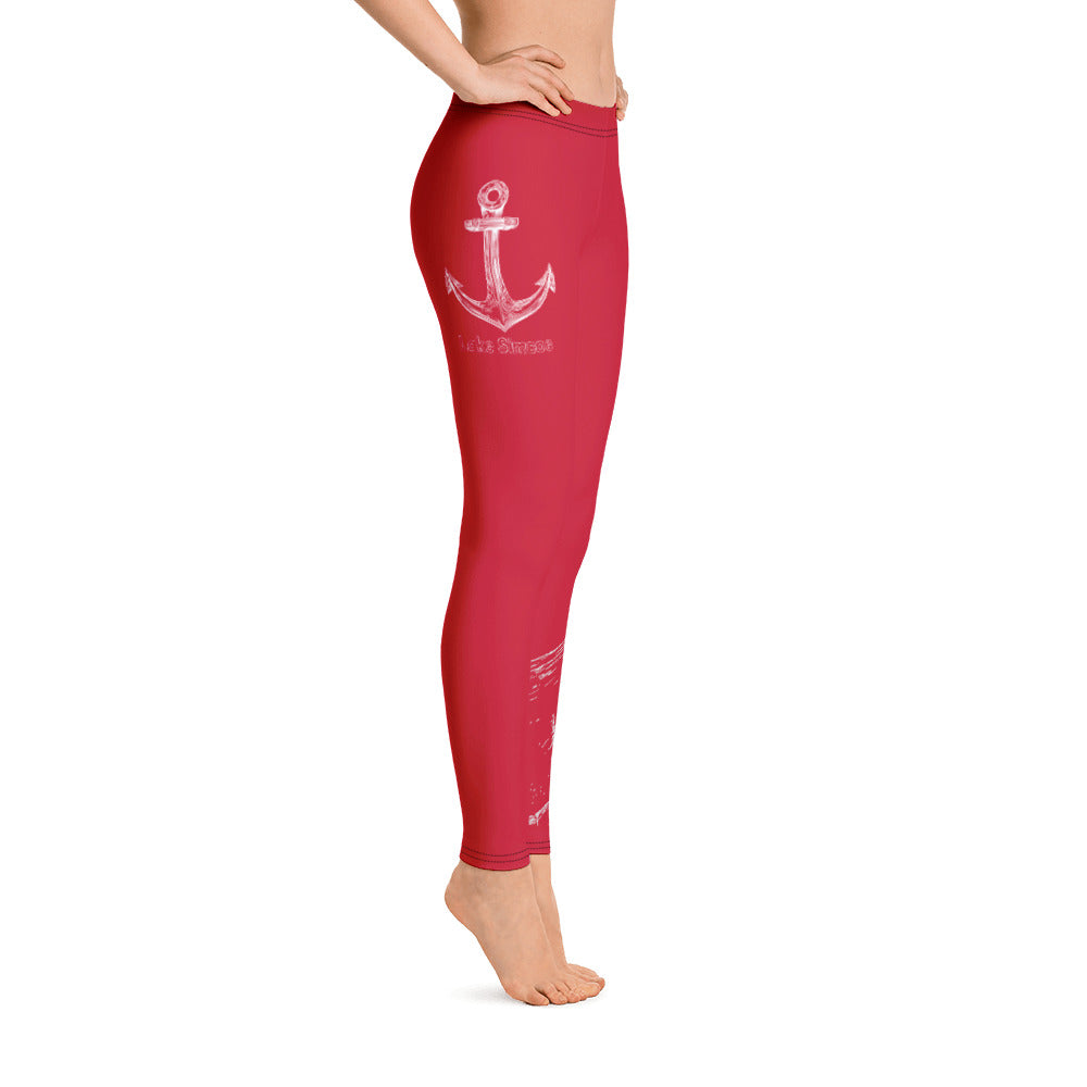 Lake Simcoe Anchor Leggings in Red