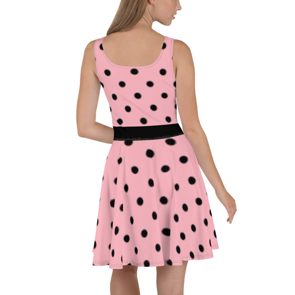 Pink and Black Polka Dot Skater Dress