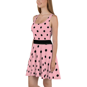 Pink and Black Polka Dot Skater Dress