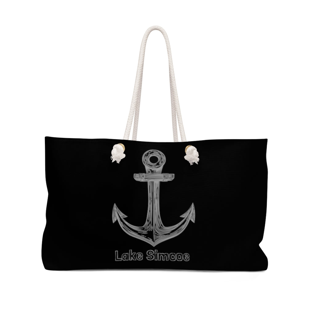 Lake Simcoe Anchor Weekender Bag Black and Grey