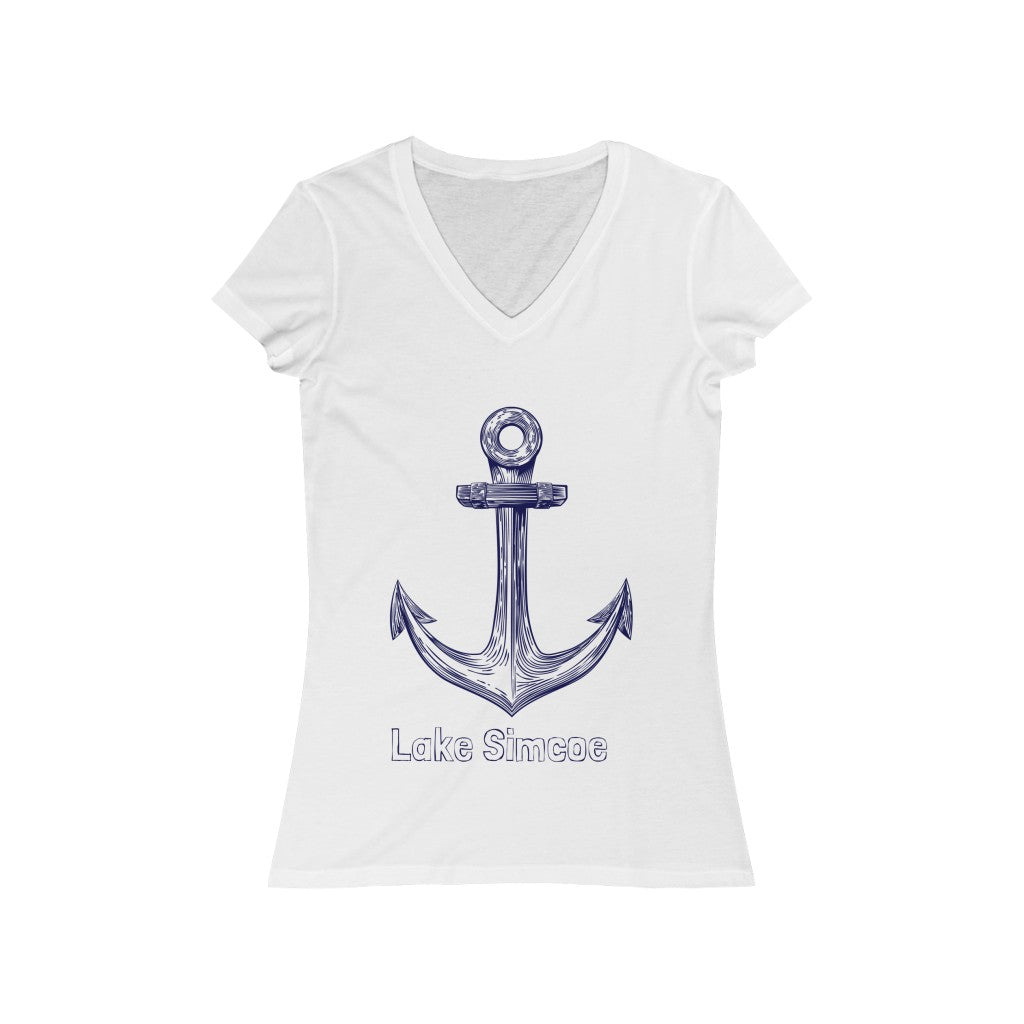 Lake Simcoe Anchor Women's Jersey Short Sleeve V-Neck Tee LK